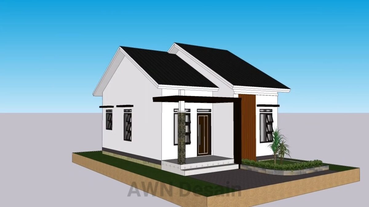 Small Simple House 6x8 Meter Home Design 20x26 Feet 2 Beds 1 bath PDF Full Plan 3