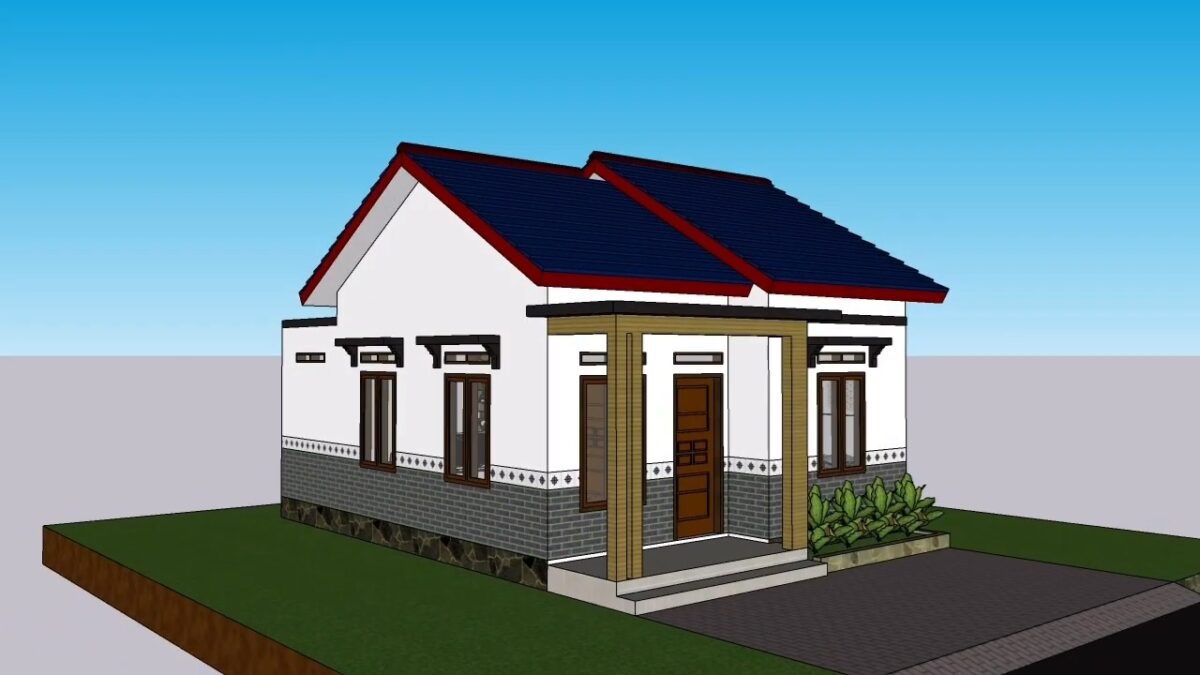 Small Simple House 6x8 Meter Home Design 20x26 Feet 2 Beds 1 bath PDF Full Plan