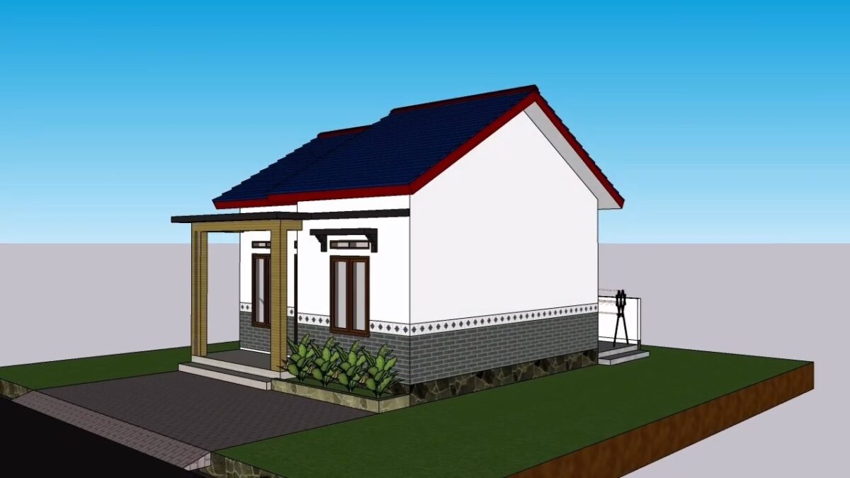 Small Simple House 6x8 Meter Home Design 20x26 Feet 2 Beds 1 bath PDF Full Plan