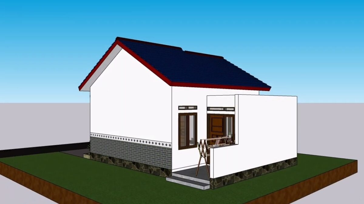 Small Simple House 6x8 Meter Home Design 20x26 Feet 2 Beds 1 bath PDF Full Plan