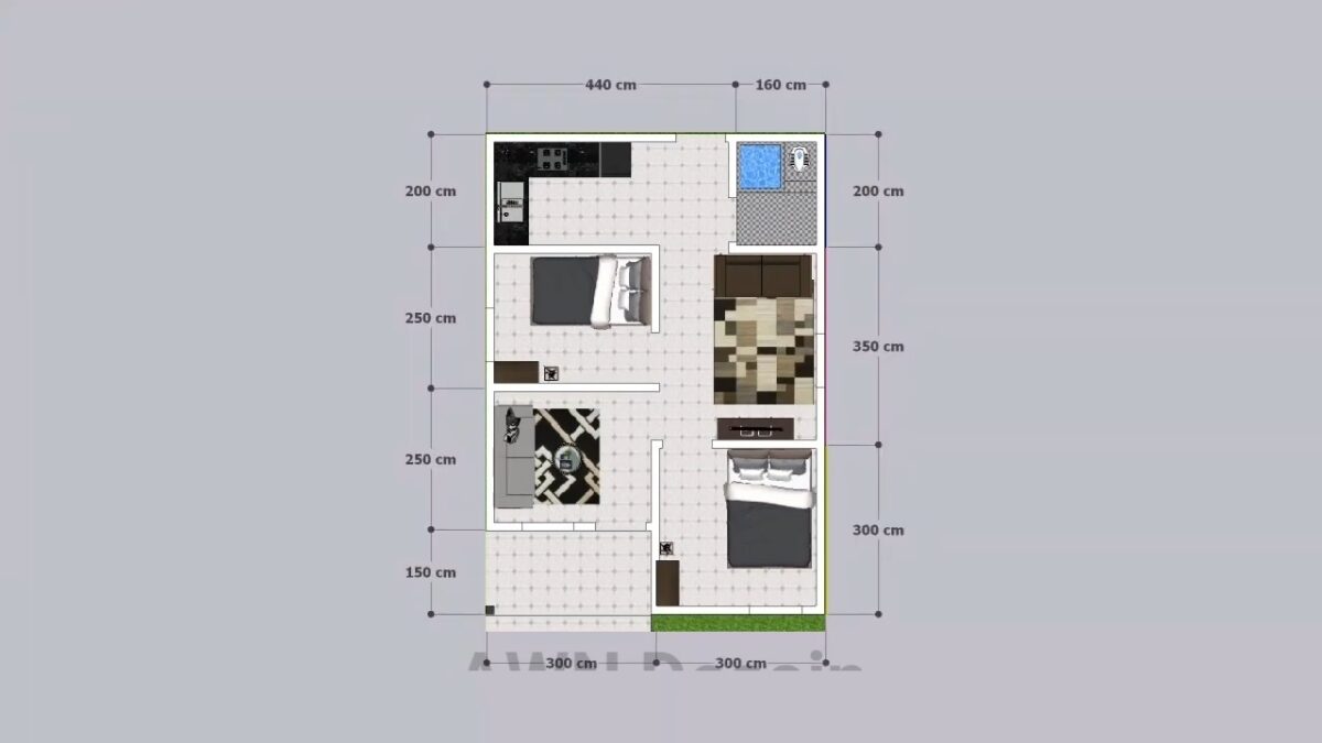 Small Simple House 6x8 Meter Home Design 20x26 Feet 2 Beds 1 bath PDF Full Plan layout