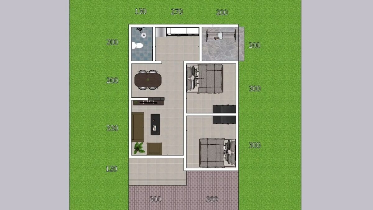 Small Simple House 6x8 Meter Home Design 20x26 Feet 2 Beds 1 bath PDF Full Plan