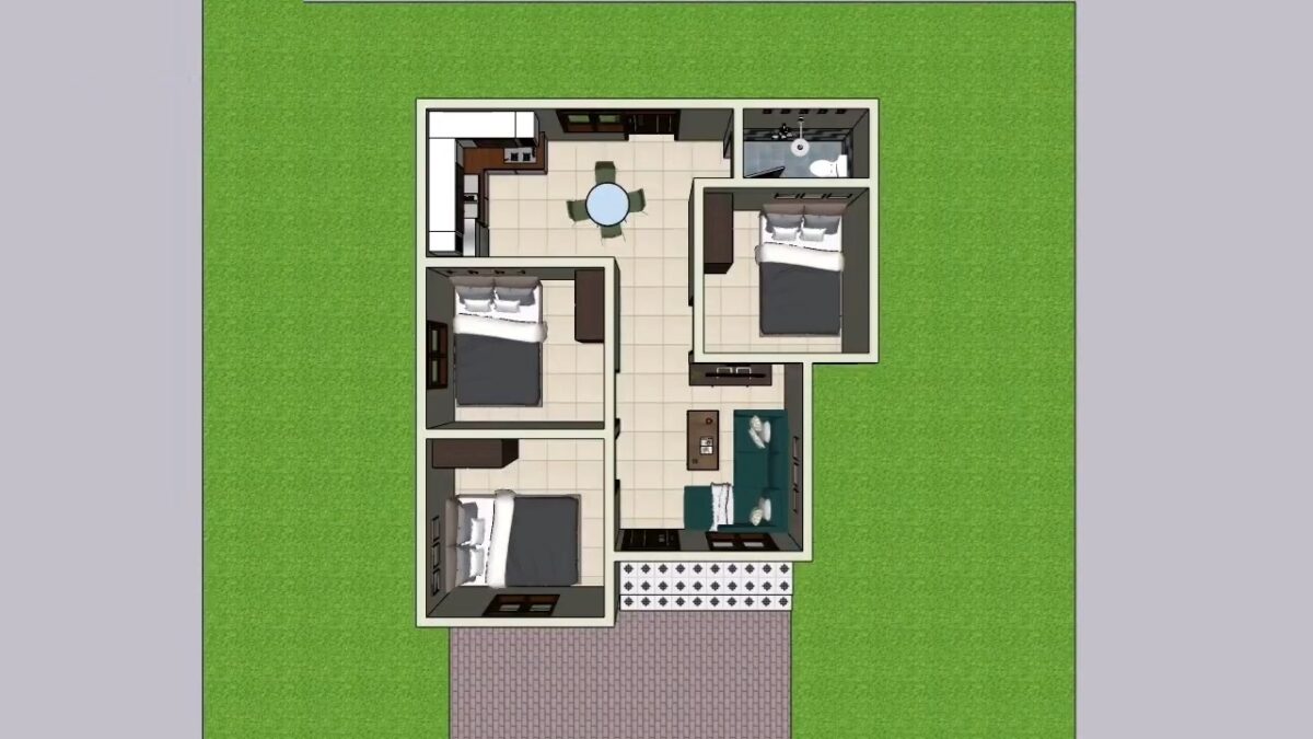 Small Simple House 7x8 Meter Home Design 23x26 Feet 3 Bed 1 bath PDF Full Plan