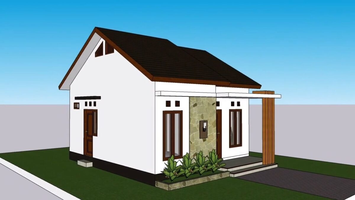 Tiny House Design 6x7 Meter House Plan 20x23 Feet 2 Bed 1 bath PDF Full Plan 2