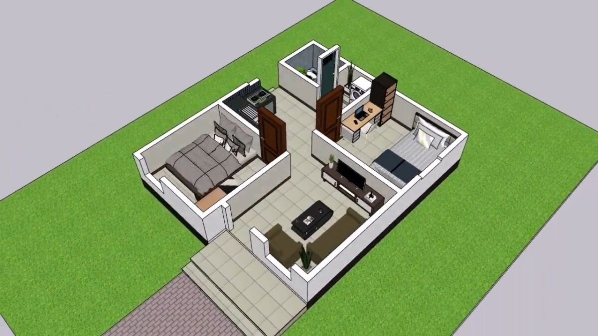 Tiny House Design 6x7 Meter House Plan 20x23 Feet 2 Bed 1 bath PDF Full Plan 8