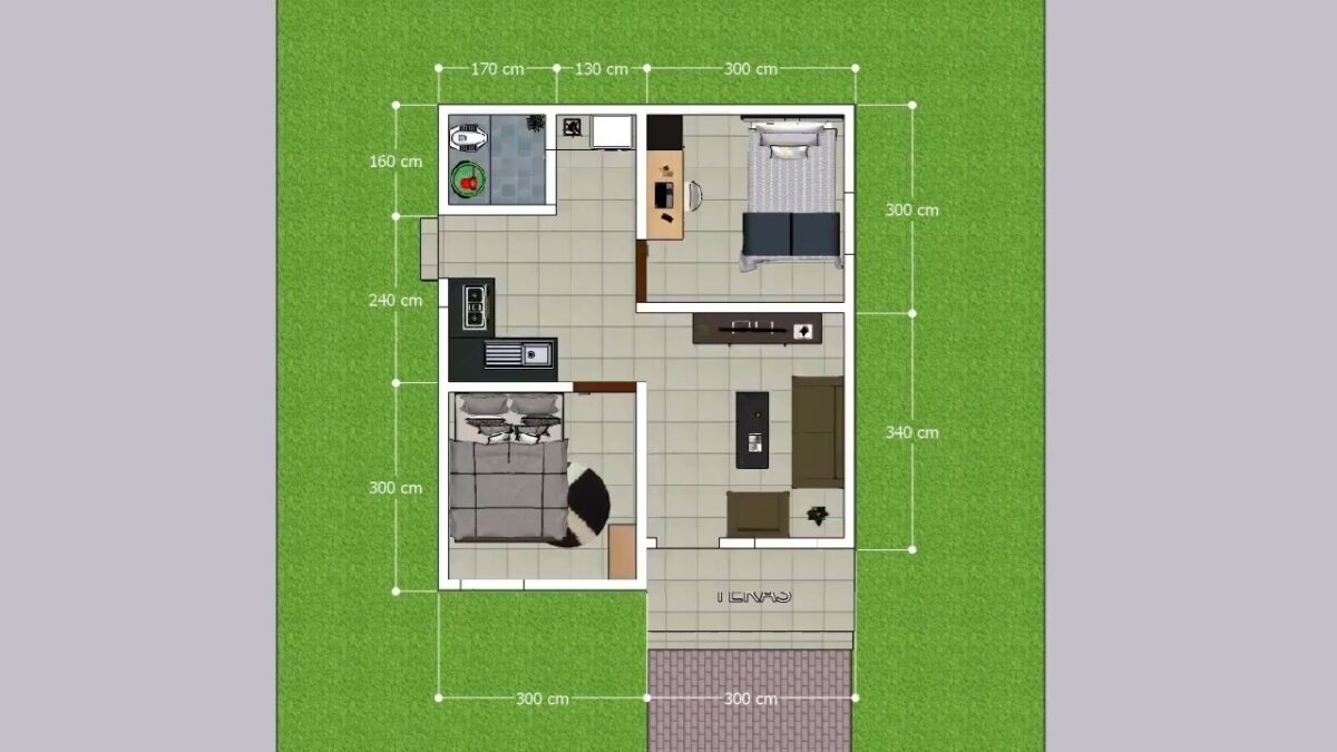 Tiny House Design 6x7 Meter House Plan 20x23 Feet 2 Bed 1 bath PDF Full Plan layout