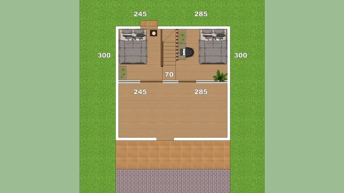 Tiny House Plan 7x6 Meter Home Design 23x20 Feet 2 Beds 1 bath PDF Full Plan layout