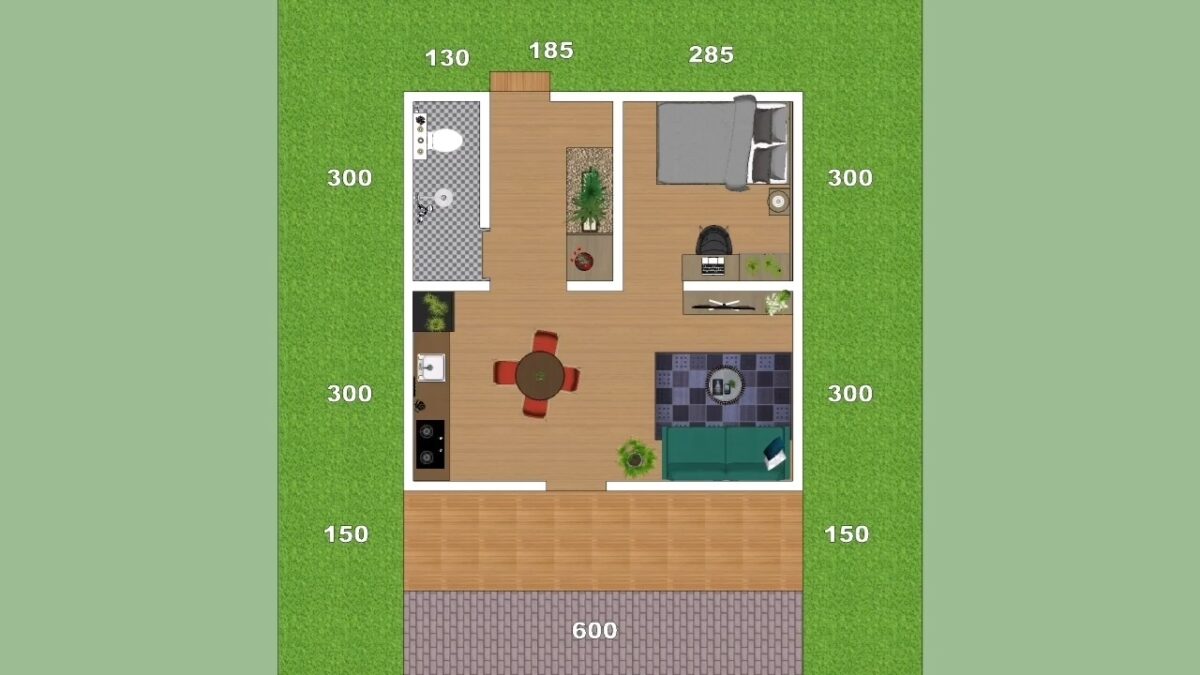 Tiny House Plan 7x6 Meter Home Design 23x20 Feet 2 Beds 1 bath PDF Full Plan layout