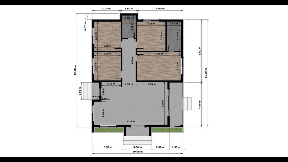 House Design 10x12.5 Meter Home Plan 33x41 Feet 4 Bedroom 2 Bath Hip Roof - Image 2