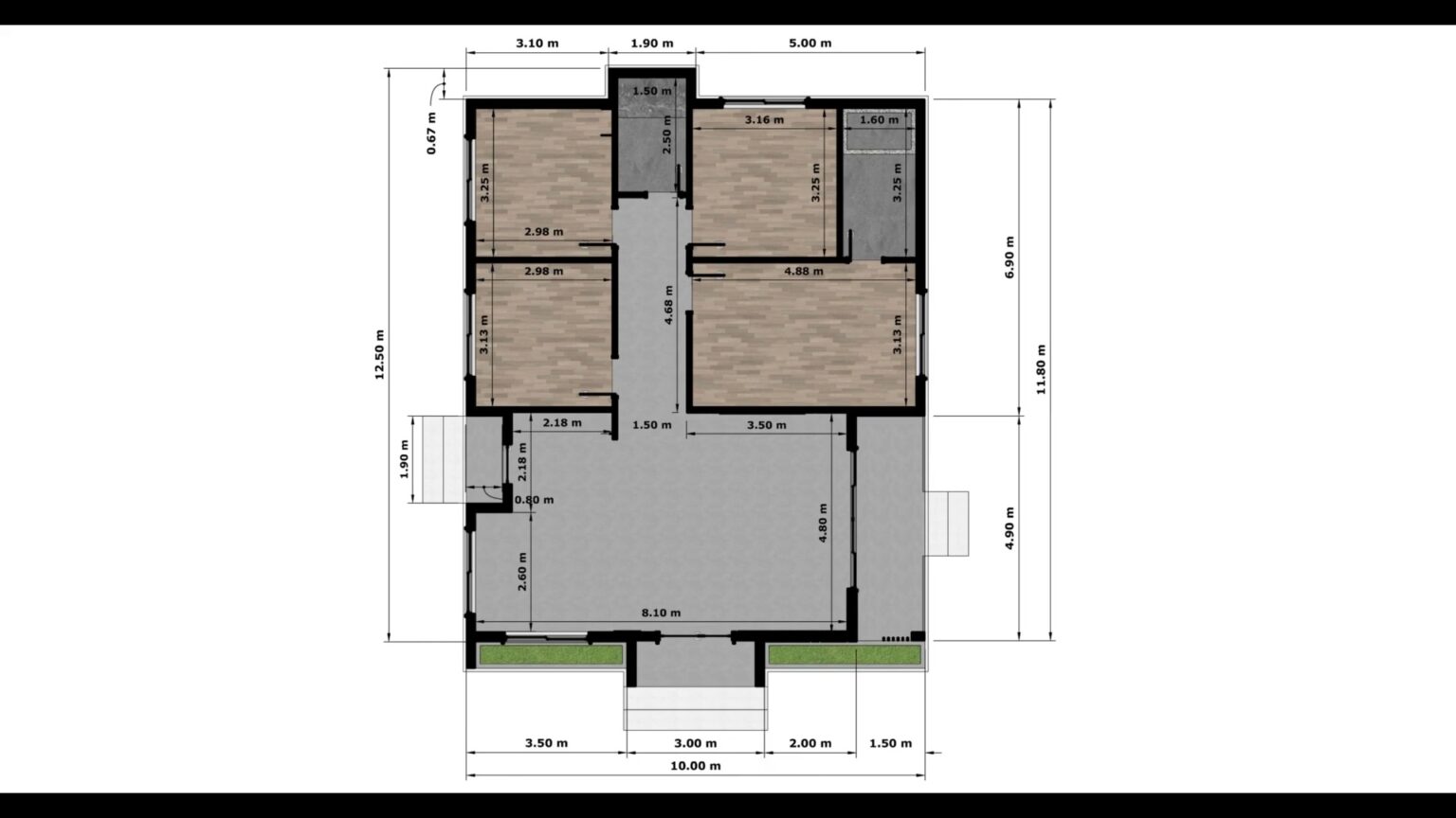 House Design 10x12.5 Meter Home Plan 33x41 Feet 4 Bedroom 2 Bath Hip ...