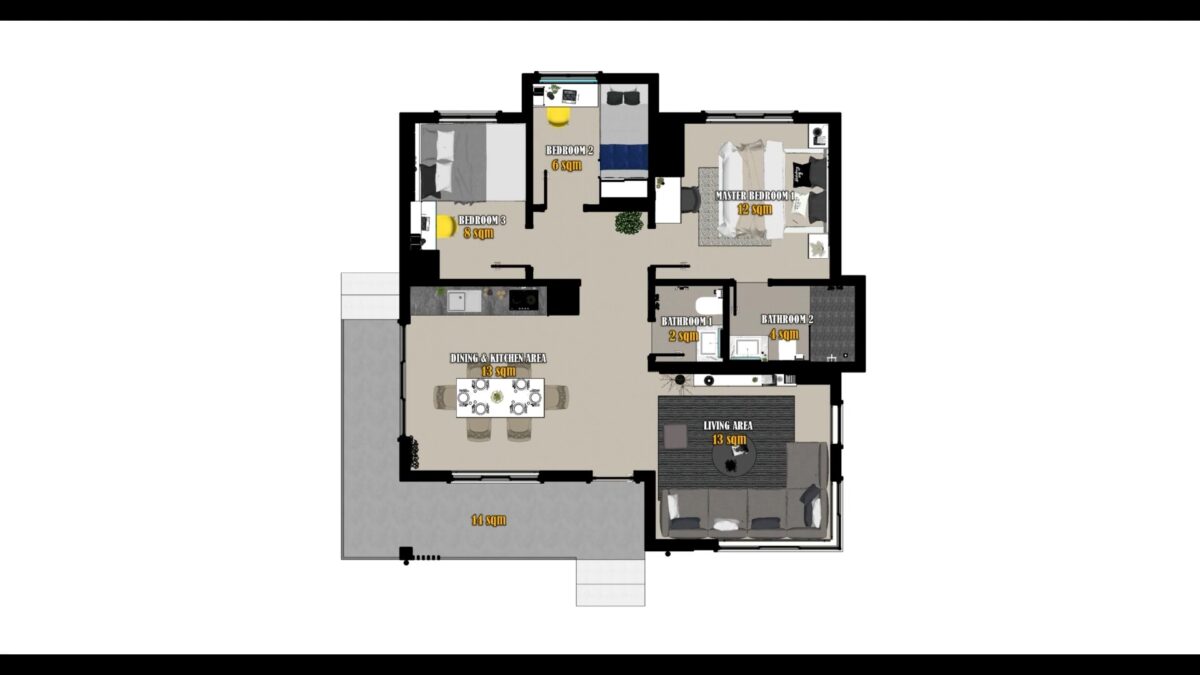 House Plans 3d 9x9.7 Meter 30x32 Feet 3 Bed 2 Bath Shed Roof PDF Full Plan