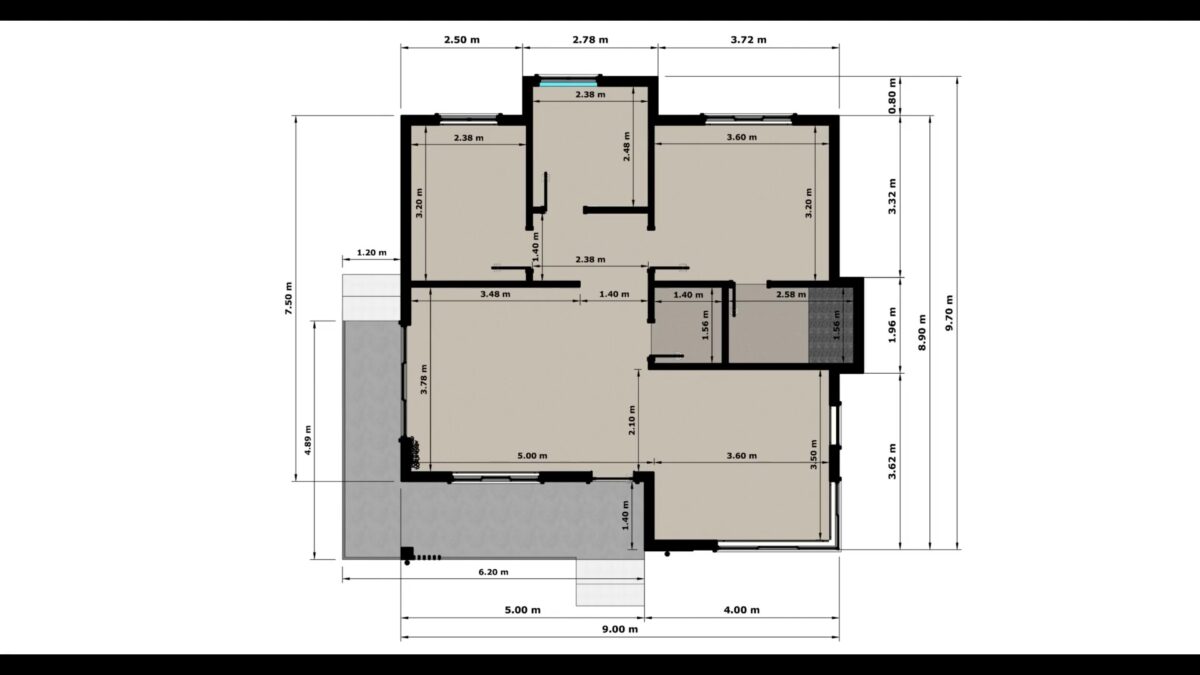 House Plans 3d 9x9.7 Meter 30x32 Feet 3 Bed 2 Bath Shed Roof PDF Full Plan