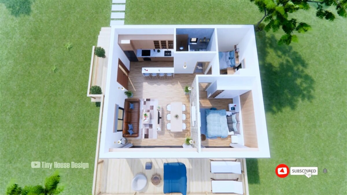 Small House Design 7x8 Meter 23x26 Feet 1 Bedroom 1 Bathroom 3