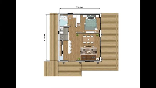 Small House Design 7x8 Meter 23x26 Feet 1 Bedroom 1 Bathroom