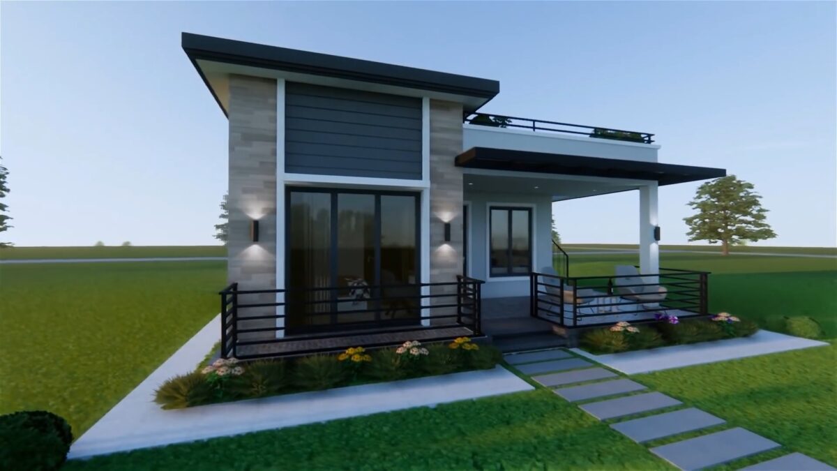 Small House Design 8x7.5 Meter 26x25 Feet 2 Bedroom 1 Bath DF Full Plan