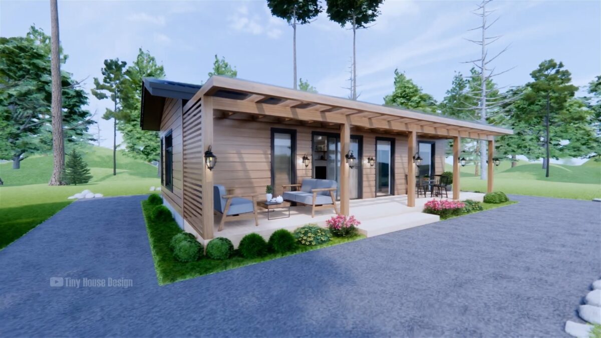 Small House Design 11x7 M with 2 Bedrooms 1 Bath