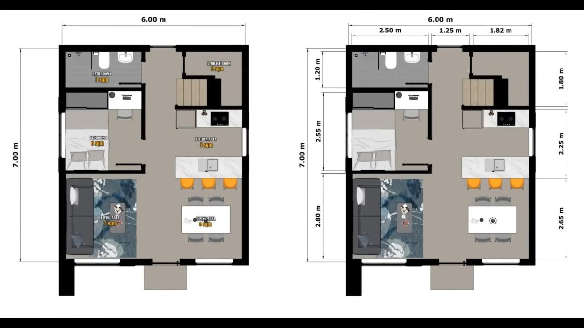 House Design 20x23 Feet Small House Plans 6x7 Meter 3 Bed 3 Bath 6