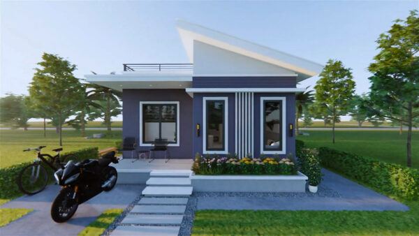 House Plans 3d 6x7 Meter Small House Design 20x23 Feet 2 Bed 1 Bath Shed With Terrace Roof