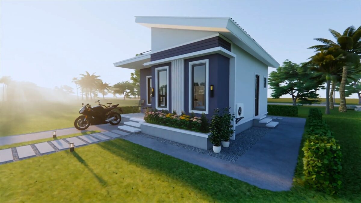 House Plans 3d 6x7 Meter Small House Design 20x23 Feet 2 Bed 1 Bath Shed With Terrace Roof 8