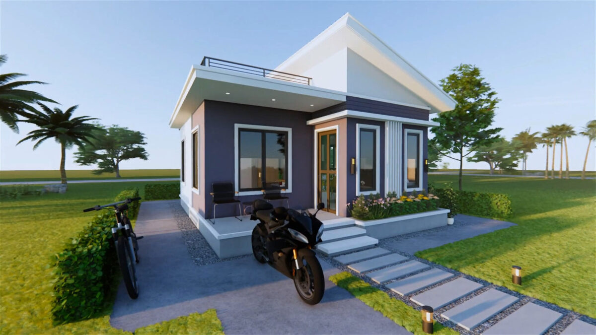 House Plans 3d 6x7 Meter Small House Design 20x23 Feet 2 Bed 1 Bath Shed With Terrace Roof