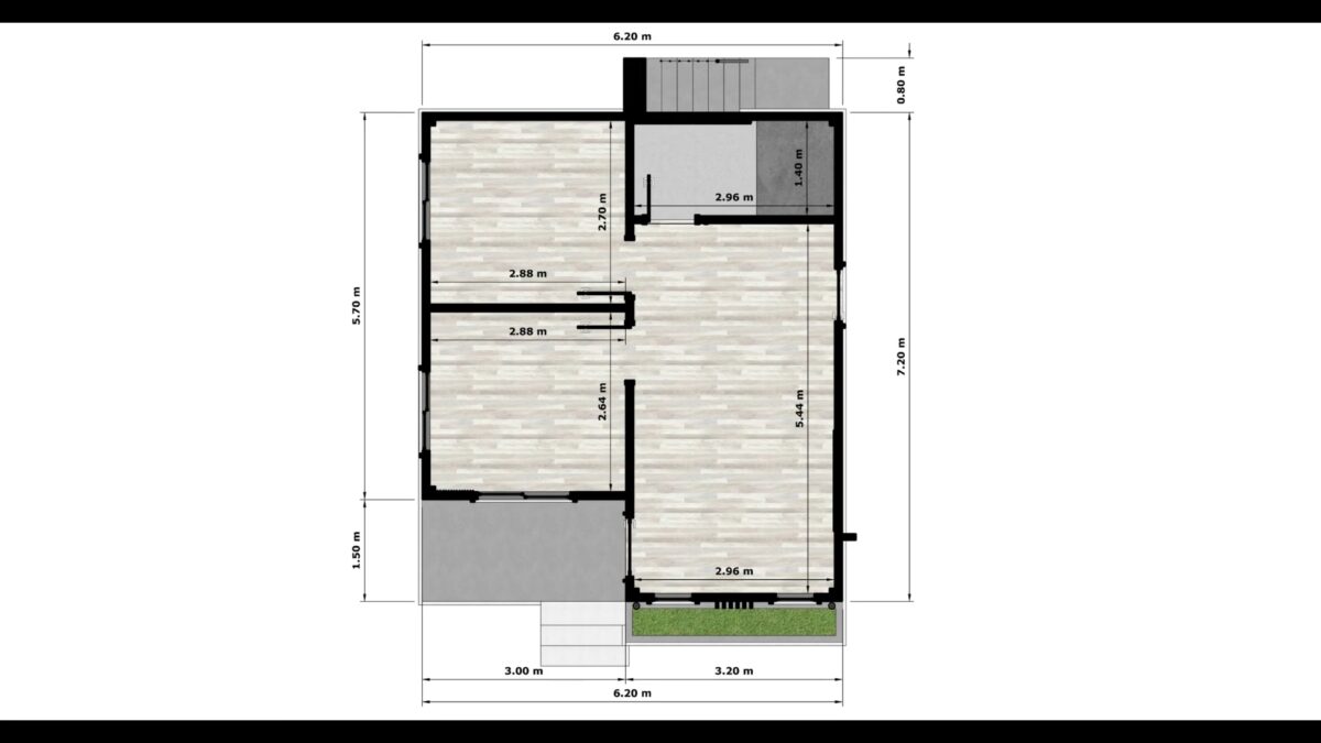 House Plans 3d 6x7 Meter Small House Design 20x23 Feet 2 Bed 1 Bath Shed With Terrace Roof