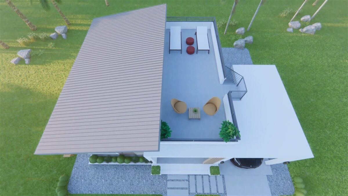 Small House Design 10.7x8 Meter House Plan 35x26 Feet 2 Bed Shed Roof with Terrace Roof