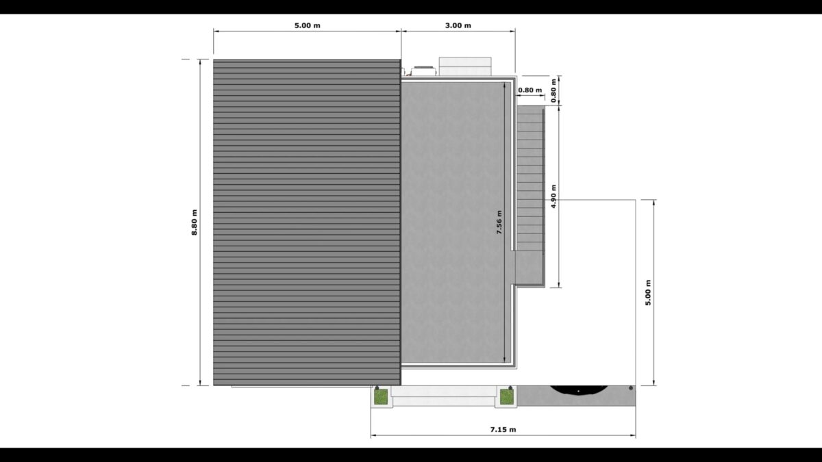 Small House Design 10.7x8 Meter House Plan 35x26 Feet 2 Bed Shed Roof with Terrace Roof