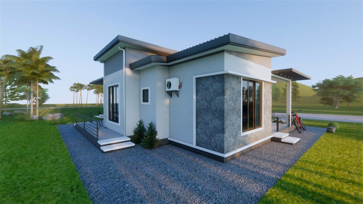 Small House Design 11.5x8.8 Meter 38x29 Feet 3 Bed 2 Bath Shed with Terrace