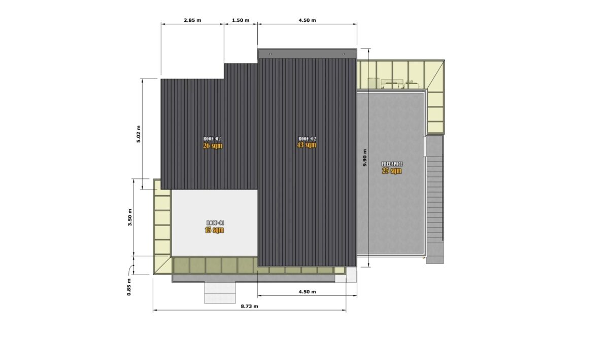 Small House Design 11.5x8.8 Meter 38x29 Feet 3 Bed 2 Bath Shed with Terrace