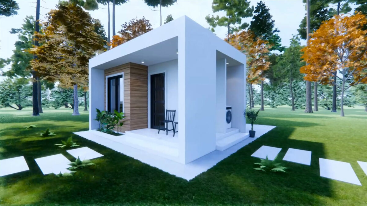 Small House Design 4x6 Meter House Plan 13x20 Feet 1 Bed 1 Bath Hidden Shed Roof PDF Plan