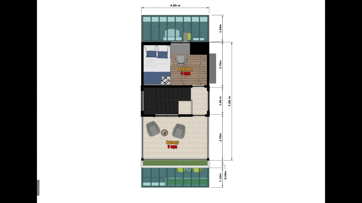 Small House Design 4x7 Meter House Plans 13x23 Feet 1 Bed 1 Bath Shed Roof Pdf Plan