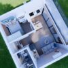 Small House Design 7.5x6 Meter House Plans 25x17 Feet 1 Bed 1 Bath Slab Roof PDF Plan 3d