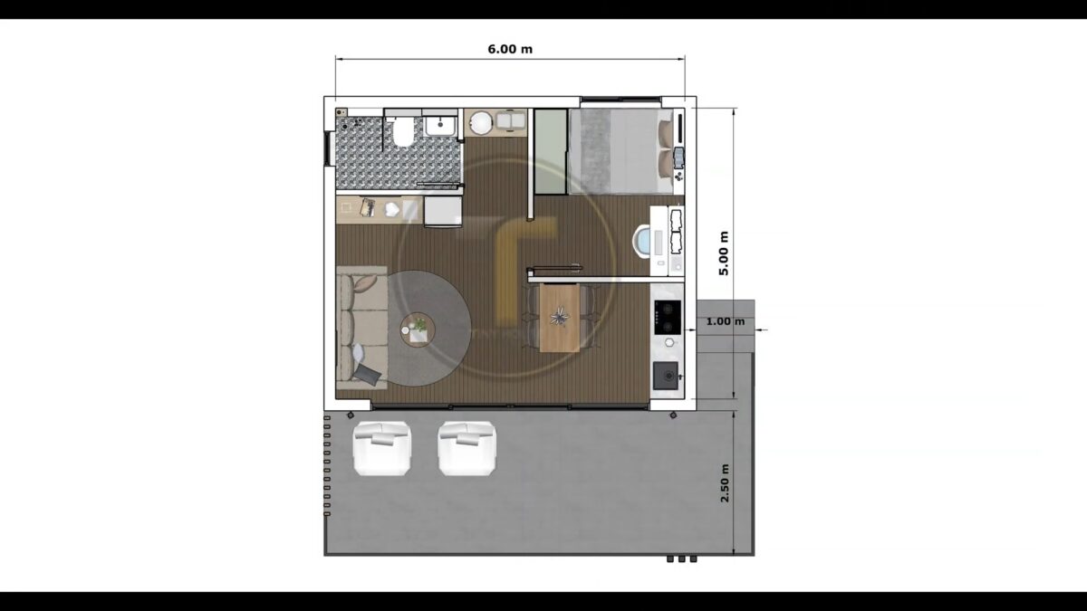 Small House Design 7.5x6 Meter House Plans 25x17 Feet 1 Bed 1 Bath Slab Roof PDF Plan