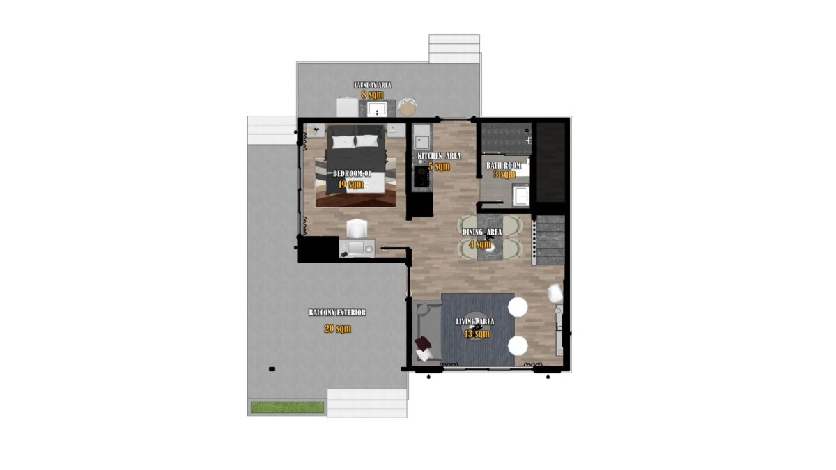 Small House Design 7.5x7 Meter House Plans 25x23 Feet 1 Bed with Double Bed Loft m