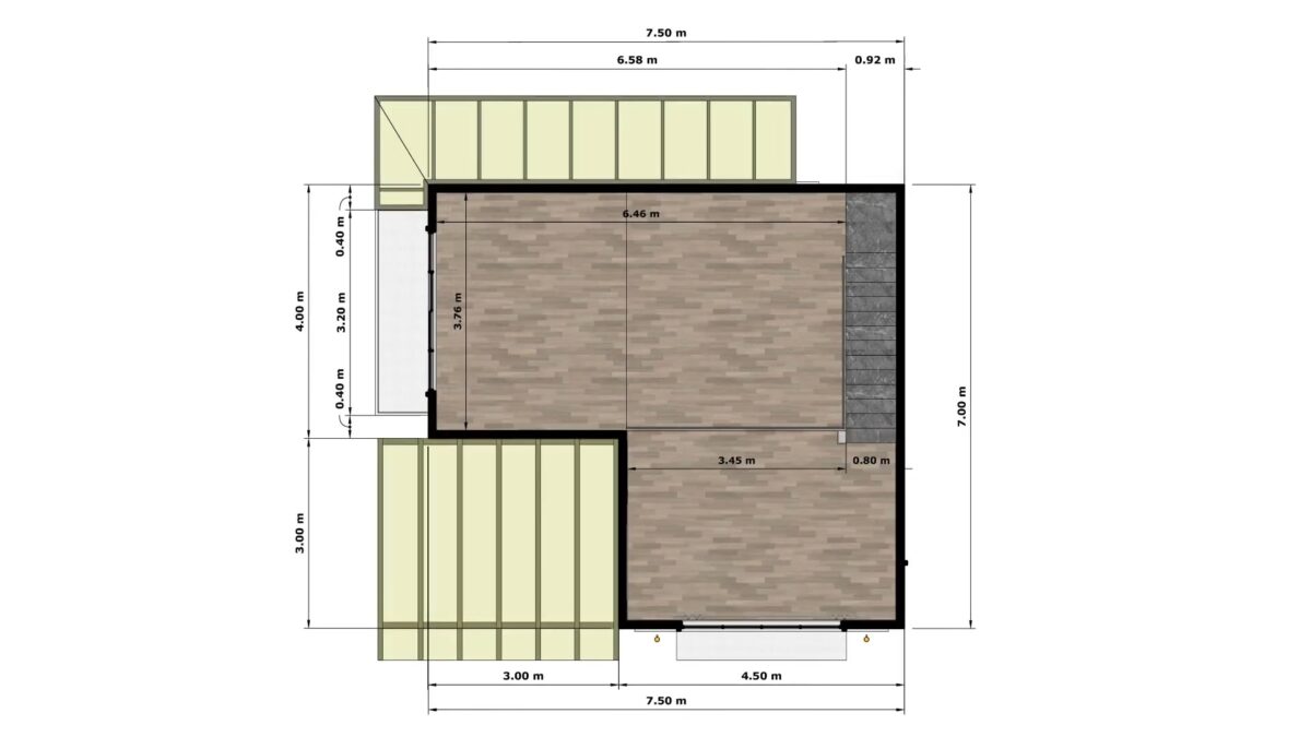 Small House Design 7.5x7 Meter House Plans 25x23 Feet 1 Bed with Double Bed Loft m