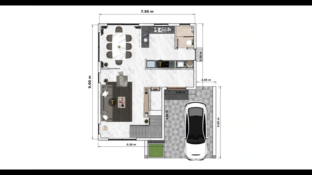 Small House Design 7.5x9 Meter House Plan 25x30 Feet 3 Bed 2 Bath