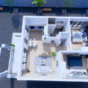 Small House Plan 23x30 Feet House Design 7x9 Meter 2 Bed 1 Bath Shed Roof PDF Plan layout