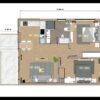 Small House Plan 23x30 Feet House Design 7x9 Meter 2 Bed 1 Bath Shed Roof PDF Plan layout
