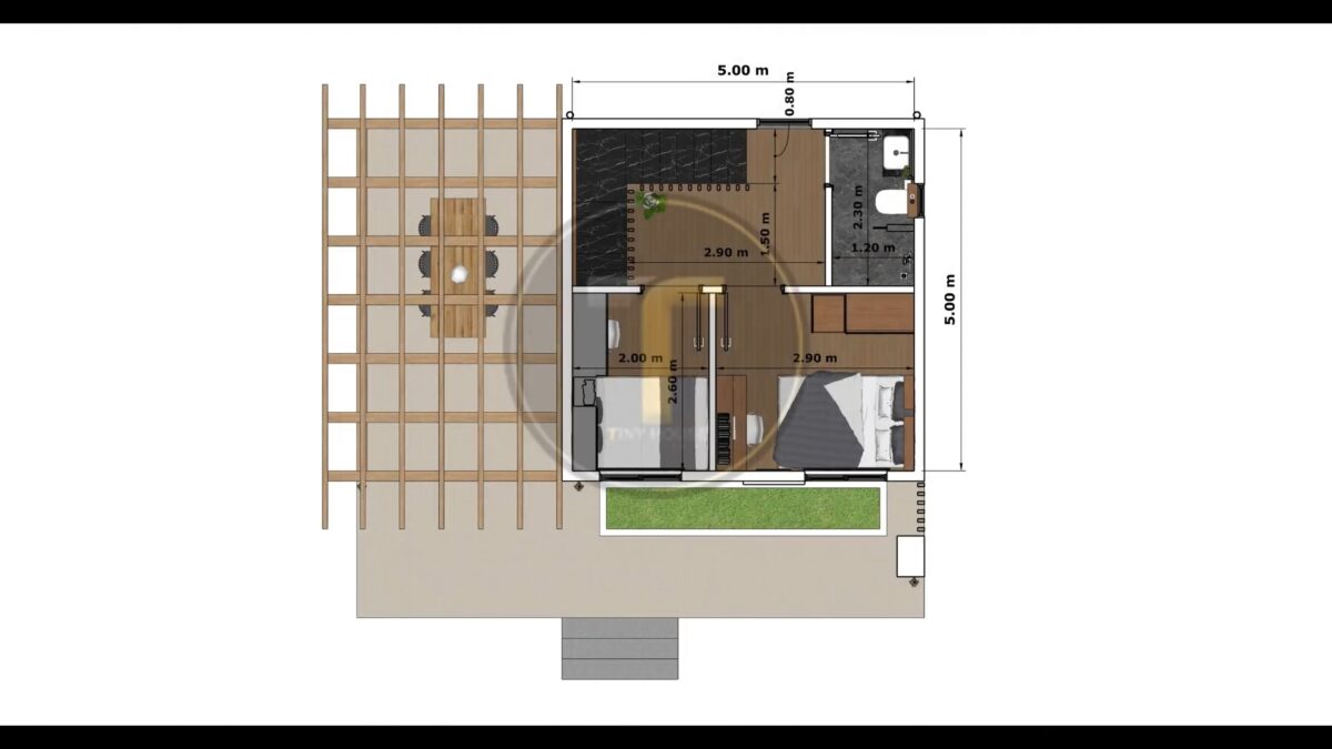 Small House Plan 5x5 Meter House Design 17x17 Feet 3 Bed 1 Bath Shed Roof PDF Plans first