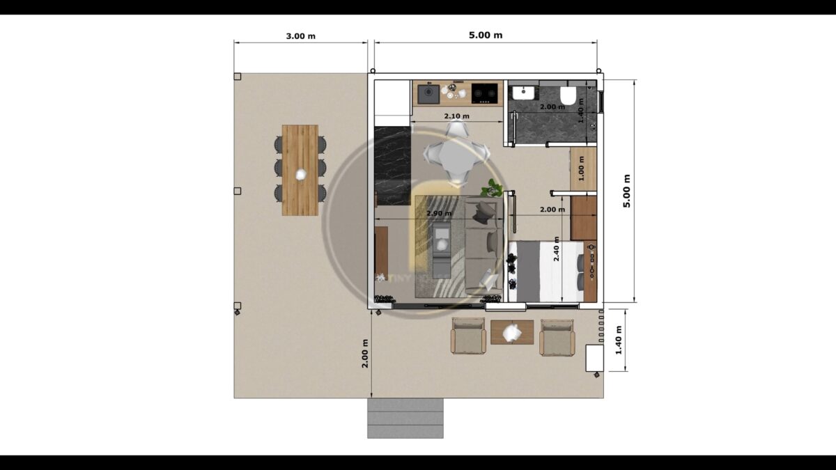 Small House Plan 5x5 Meter House Design 17x17 Feet 3 Bed 1 Bath Shed Roof PDF Plans ground