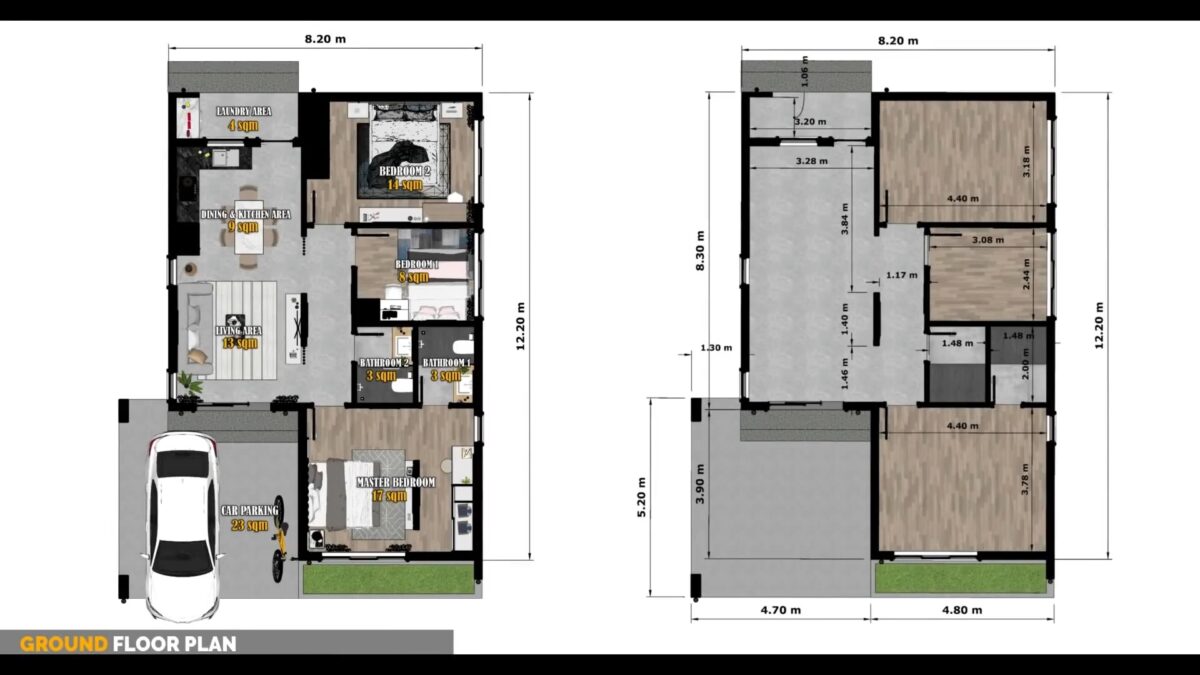 Small House Plan 8x12 Meter House Design 26x39 Feet 3 Bed 3 Bath Shed Roof PDF Plan