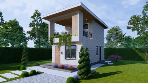 Small House Plans 4x7 Meter House Design 13x23 Feet 1 Bed 1 Bath Hidden Shed Roof 6