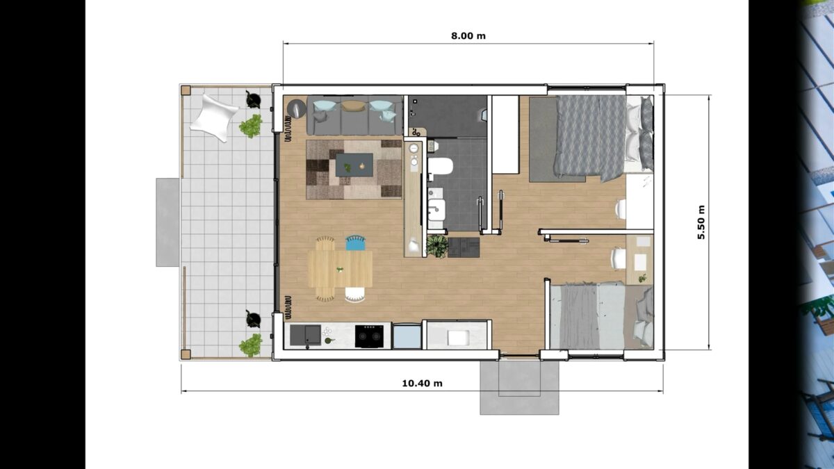 Small House Plans 5.5x8 Meter House Design 18x26 Feet 2 Bed 1 Bath Gable Roof PDF Plan