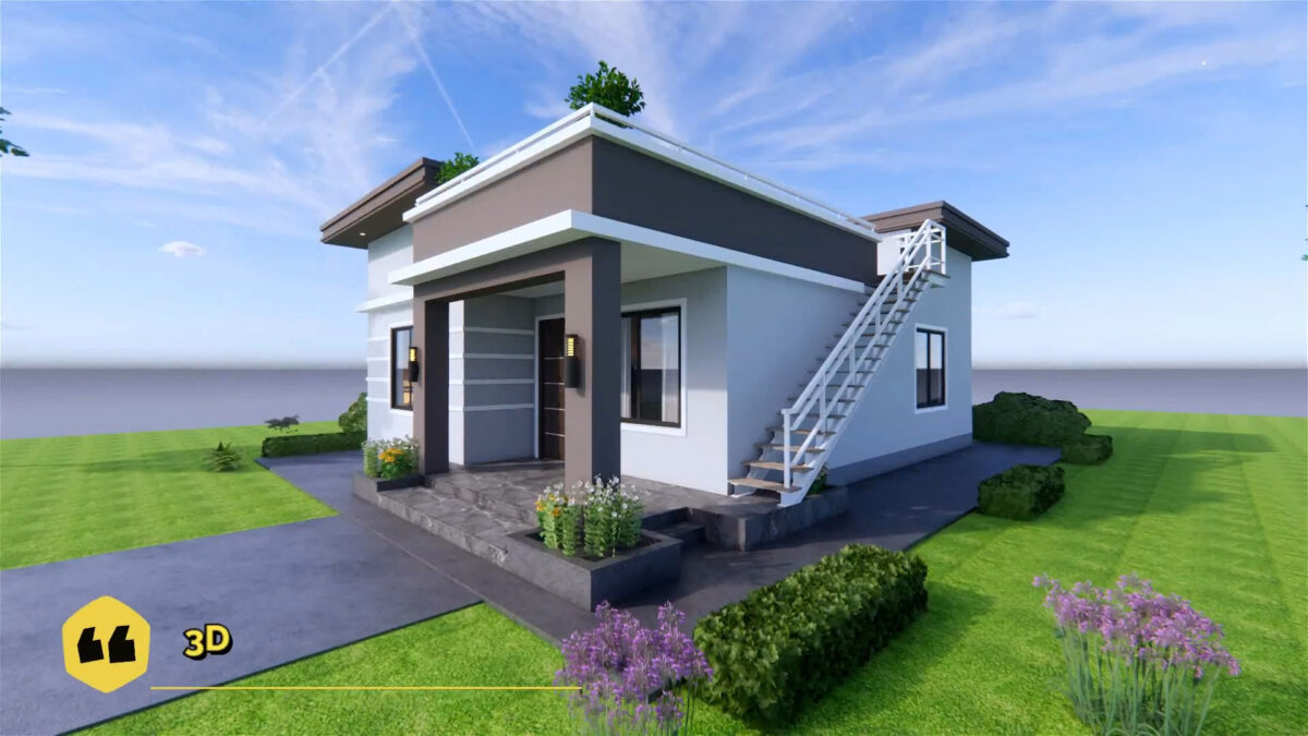 Small House Plans 8x10 Meter House Design 26x33 Feet 2 Bed 1 Bath Shed with Terrace Roof PDF Plan